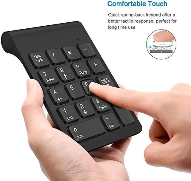 Alt view image 4 of 7 - Wireless Numeric Keypad  Mini 24G 18 Keys Number Pad Portable Silent Financial Accounting Numeric Keypad Keyboard Extensions with Wireless Mouse for Laptop PC Desktop NotebookBlack