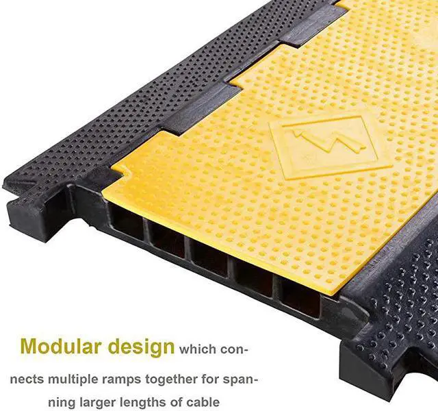 Alt view image 5 of 7 - 5 Channel Rubber Cable Protector Ramp Traffic Speed Bump 18000lbs Capacity Heavy Duty Cable Protective Cover Ramp Driveway Hose Cord Track Protector Wires Concealer wFlipOpen Top Cover