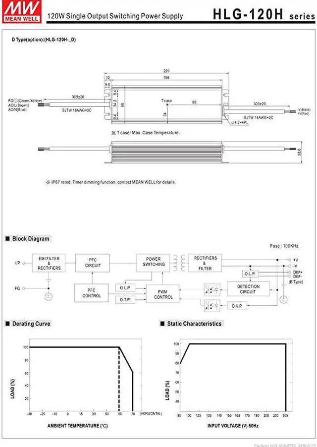 Alt view image 4 of 7 - LED Driver Single Output Switching Power Supply 120 Watt 48V 25A A Model 120 Watt HLG120H48A