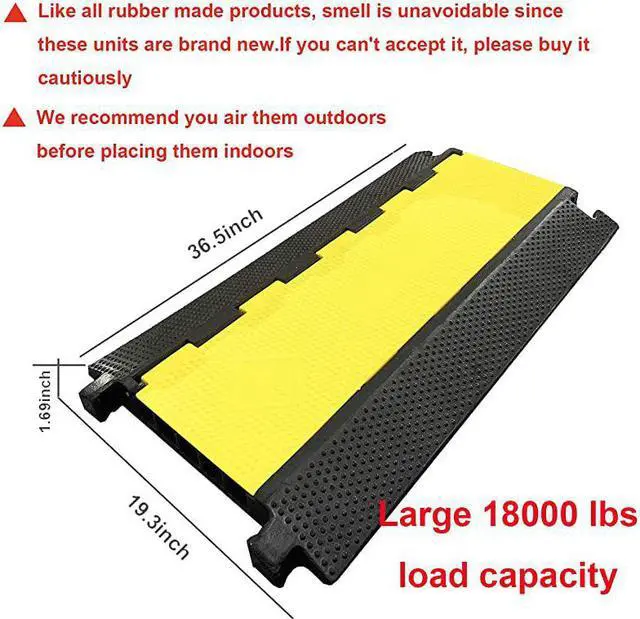 Alt view image 7 of 7 - 5 Channel Rubber Cable Protector Ramp Traffic Speed Bump 18000lbs Capacity Heavy Duty Cable Protective Cover Ramp Driveway Hose Cord Track Protector Wires Concealer wFlipOpen Top Cover