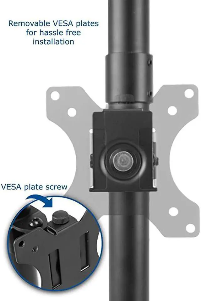 Alt view image 7 of 7 - Dual Monitor Desk Stand Freestanding LCD mount Holds in Vertical Position 2 Screens up to 30 STANDV002L