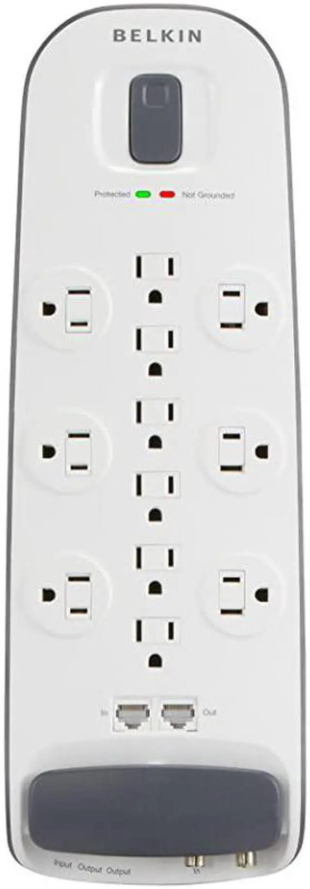 Alt view image 2 of 7 - BV11223408 12Outlet Advanced Power Strip Surge Protector with 8Foot Power Cord and Ethernet Cable Satellite Telephone Coaxial Protection 4000 Joules White