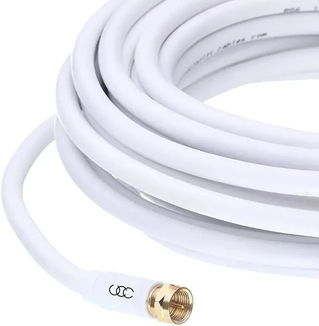Alt view image 3 of 5 - Cable Triple Shielded CL3 inWall Rated Gold Plated Connectors 12ft RG6 Digital Audio Video with Male F Connector Pin 12 Feet