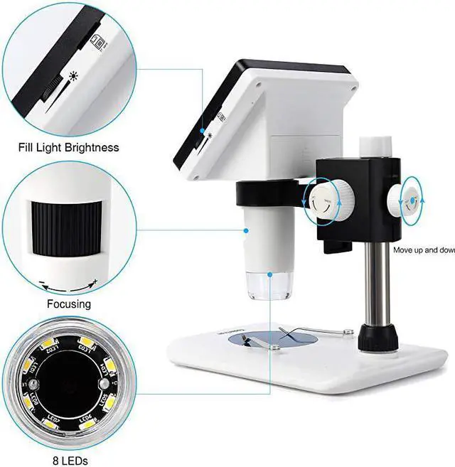 Alt view image 5 of 7 - 43 inch LCD Digital USB Microscope 1080P 50X1000X Magnification Zoom Handheld Endoscope Inspection Camera Video Recorder8 LED Adjustable LightRechargeable Lithium Battery