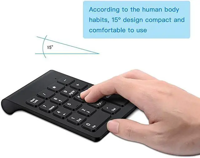 Alt view image 2 of 7 - Wireless Numeric Keypad  Mini 24G 18 Keys Number Pad Portable Silent Financial Accounting Numeric Keypad Keyboard Extensions with Wireless Mouse for Laptop PC Desktop NotebookBlack