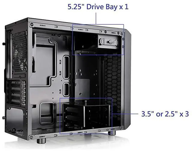 Alt view image 5 of 6 - Versa H15 Micro ATX Mini Tower Computer Chassis with One 120mm Rear Fan PreInstalled CA1D400S1NNA0