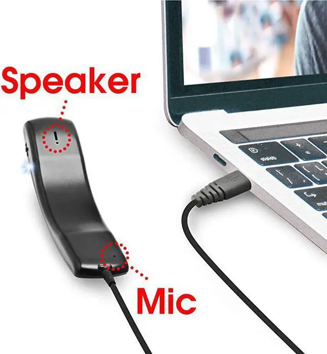 Alt view image 4 of 7 - Wired Portable USB Handset Plug and Play with 2 Meter Long Cable for Softphone Retro Style Lightweight 78g Volume Control Microphone Mute for Skype Voip Office Desktop PC Laptop Call Center