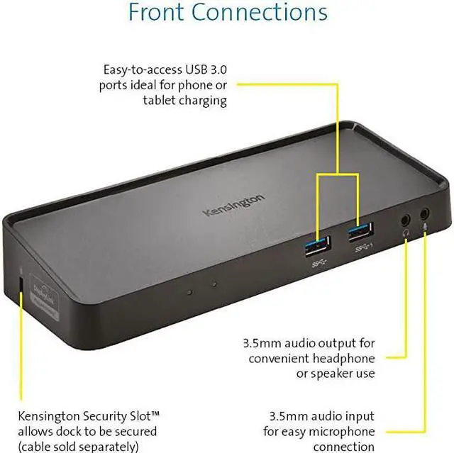 Alt view image 2 of 7 - USB 30 Dual Display Docking Station for Windows Mac OS Surface Pro amp Surface Laptop K33997WWBlack