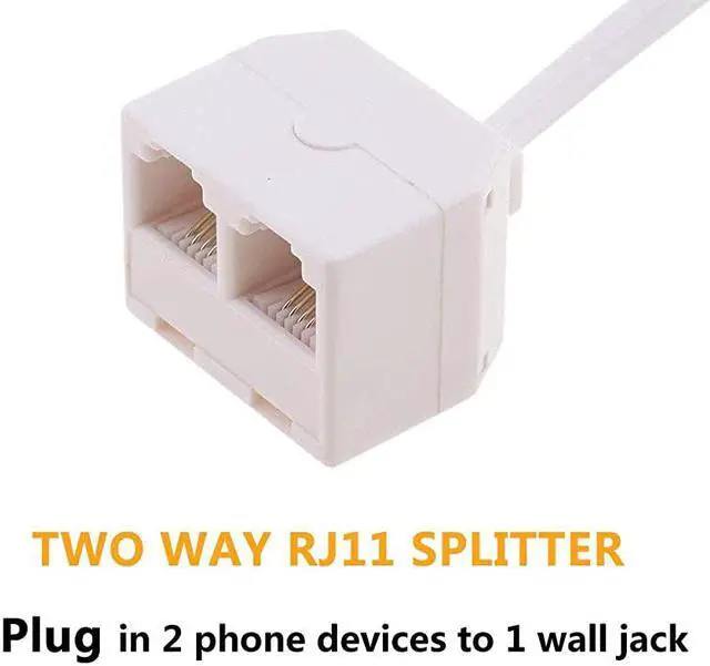 Alt view image 3 of 6 - RJ11 Male to Dual Female 6P4C Splitter Converter Cable Male to 2 Female Separator Cord RJ11 6P4C Telephone Wall Adaptor for Landline2 Pack
