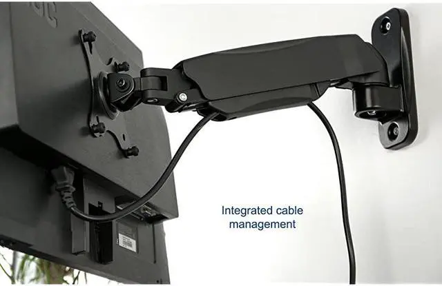Alt view image 5 of 7 - Black Height Adjustable Pneumatic Arm Single Monitor Wall Mount Full Motion Articulating | fits 17 to 27 inch Screen MOUNTV001A