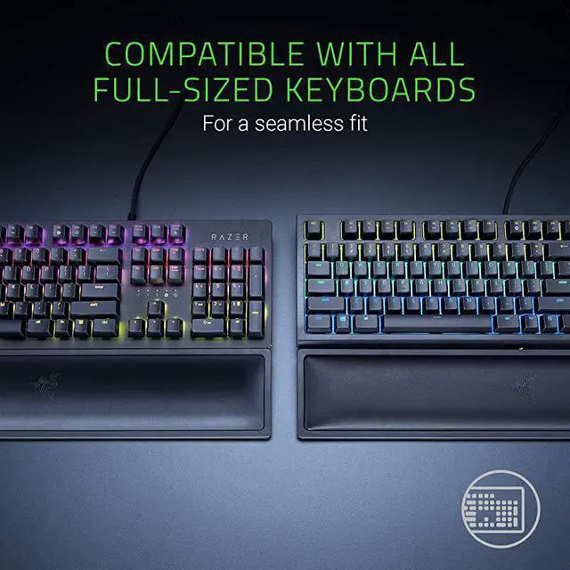 Alt view image 4 of 4 - Ergonomic Wrist Rest Pro for FullSized Keyboards Cooling Gel Infused AntiSlip Rubber Base Angled Incline Classic Black