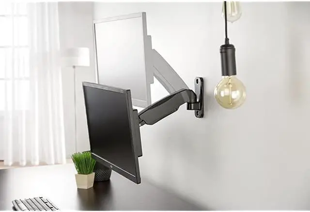 Alt view image 4 of 7 - Black Height Adjustable Pneumatic Arm Single Monitor Wall Mount Full Motion Articulating | fits 17 to 27 inch Screen MOUNTV001A