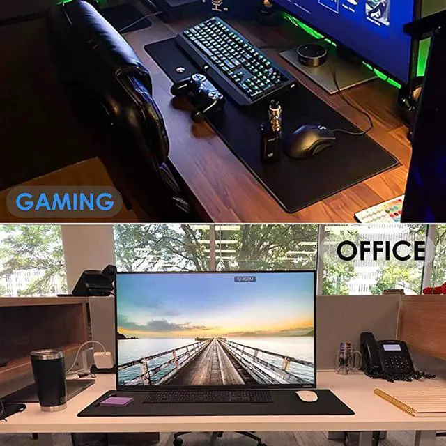 Alt view image 6 of 6 - Extended Gaming Mouse Pad with Stitched Edges Large Mousepad with PremiumTextured Cloth NonSlip Rubber Base Waterproof Keyboard Pad Desk Mat for Gamer Office Home 315 x 118 in Black
