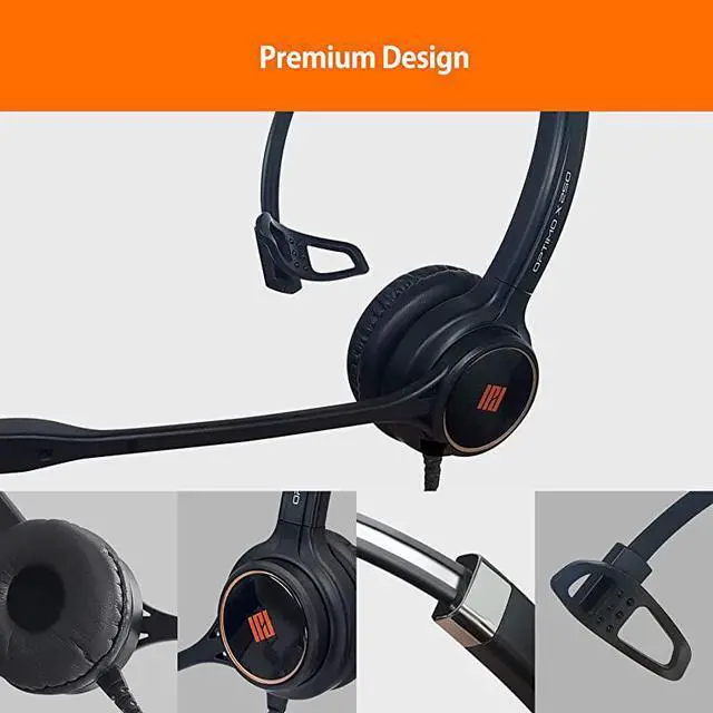 Alt view image 3 of 6 - IPH250 OptimoX Single Ear Noise CancellingCorded Headset for Call CenterOfficeLandline Phones with U10PS Bottom Cable w RJ9 Jack Cable Works with All Yealink ModelsSnomLG Other Phones