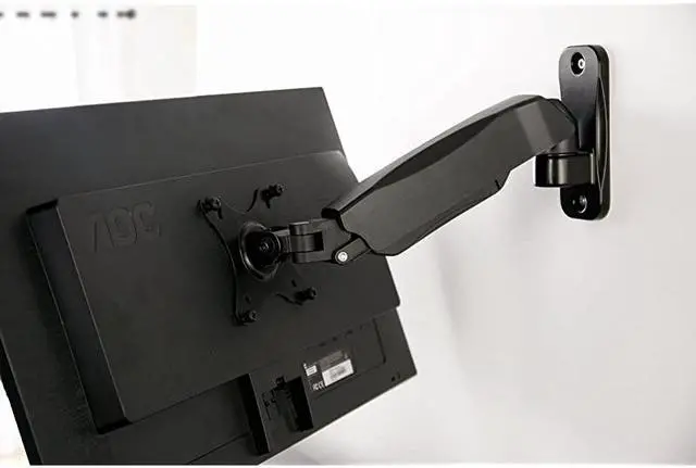 Alt view image 7 of 7 - Black Height Adjustable Pneumatic Arm Single Monitor Wall Mount Full Motion Articulating | fits 17 to 27 inch Screen MOUNTV001A