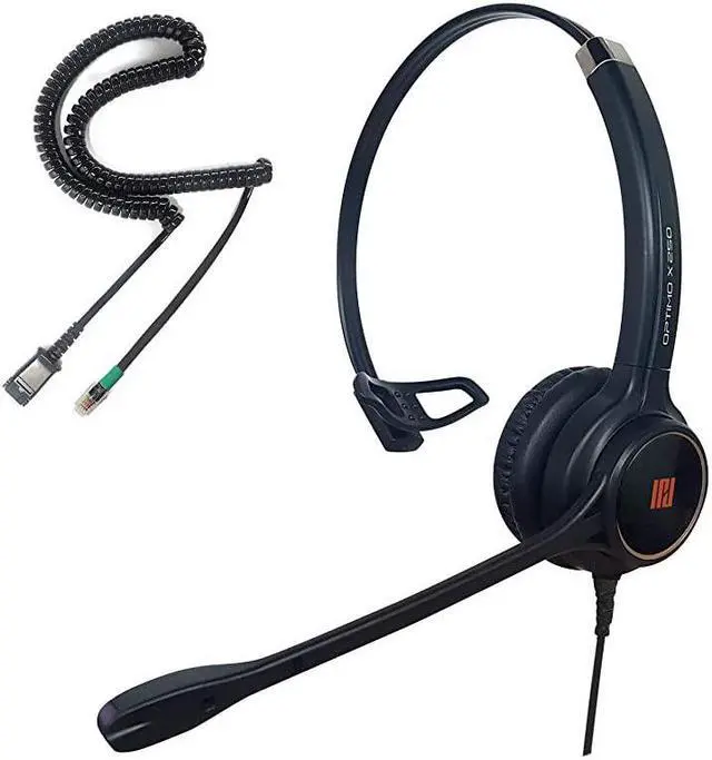 Main image of IPH250 OptimoX Single Ear Noise CancellingCorded Headset for Call CenterOfficeLandline Phones with U10PS Bottom Cable w RJ9 Jack Cable Works with All Yealink ModelsSnomLG Other Phones