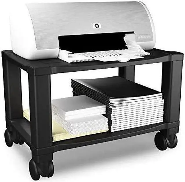 Alt view image 5 of 6 - Printer Stand2Tier Under Desk Table for Fax Scanner Printer Office SuppliesCompact and Mobile with Wheels for Portable Storage