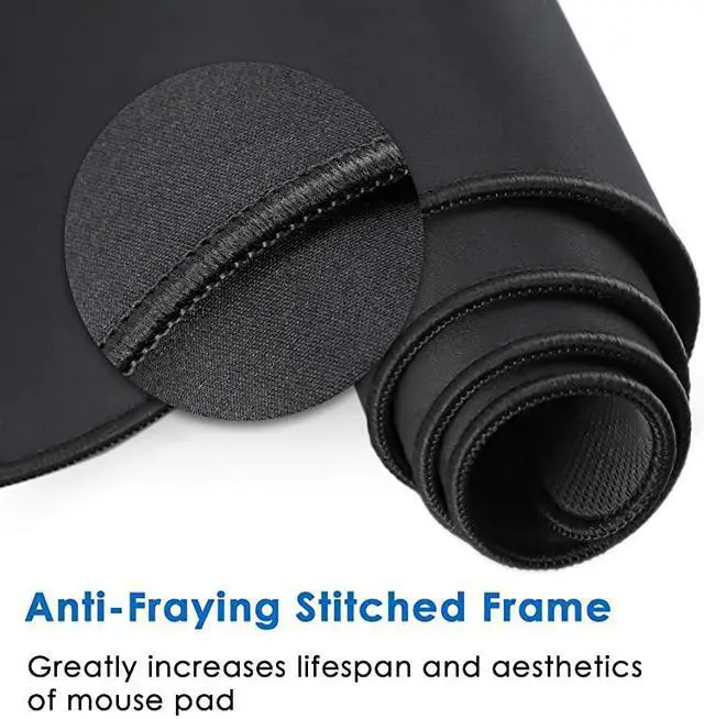 Alt view image 3 of 6 - Extended Gaming Mouse Pad with Stitched Edges Large Mousepad with PremiumTextured Cloth NonSlip Rubber Base Waterproof Keyboard Pad Desk Mat for Gamer Office Home 315 x 118 in Black