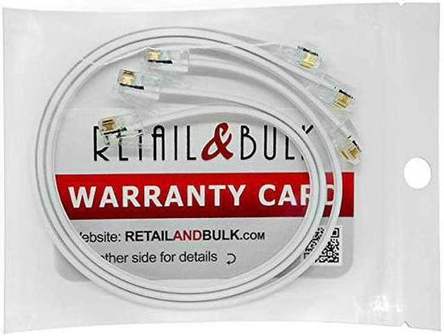 (2 Pack) 12 Inches Short Telephone Cable Rj11 Male To Male Phone Line Cord  (1 Foot, White)