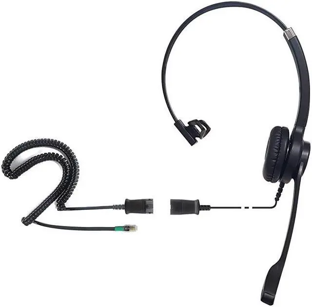 Alt view image 2 of 6 - IPH250 OptimoX Single Ear Noise CancellingCorded Headset for Call CenterOfficeLandline Phones with U10PS Bottom Cable w RJ9 Jack Cable Works with All Yealink ModelsSnomLG Other Phones