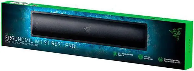 Main image of Ergonomic Wrist Rest Pro for FullSized Keyboards Cooling Gel Infused AntiSlip Rubber Base Angled Incline Classic Black