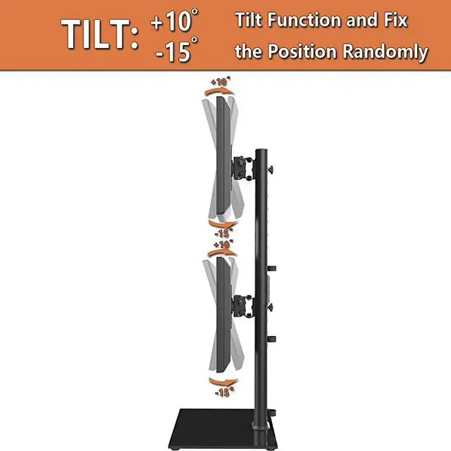 Alt view image 7 of 7 - Monitor Stand Vertical Stack Screen FreeStanding Monitor Riser Fits Two 13 to 30 Inch Screen with Swivel Tilt Height Adjustable Holds One 1 Screen up to 44Lbs HT05B002