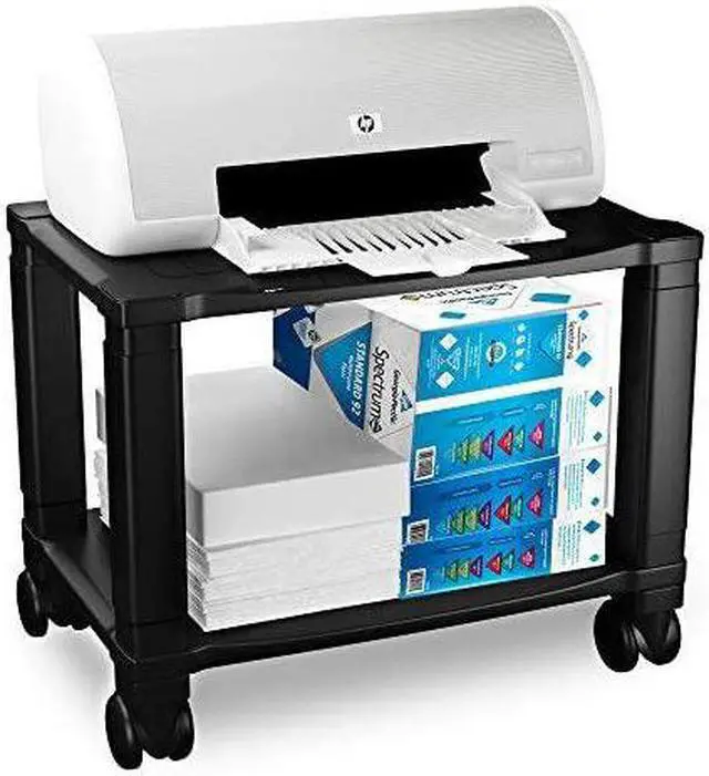 Alt view image 2 of 6 - Printer Stand2Tier Under Desk Table for Fax Scanner Printer Office SuppliesCompact and Mobile with Wheels for Portable Storage