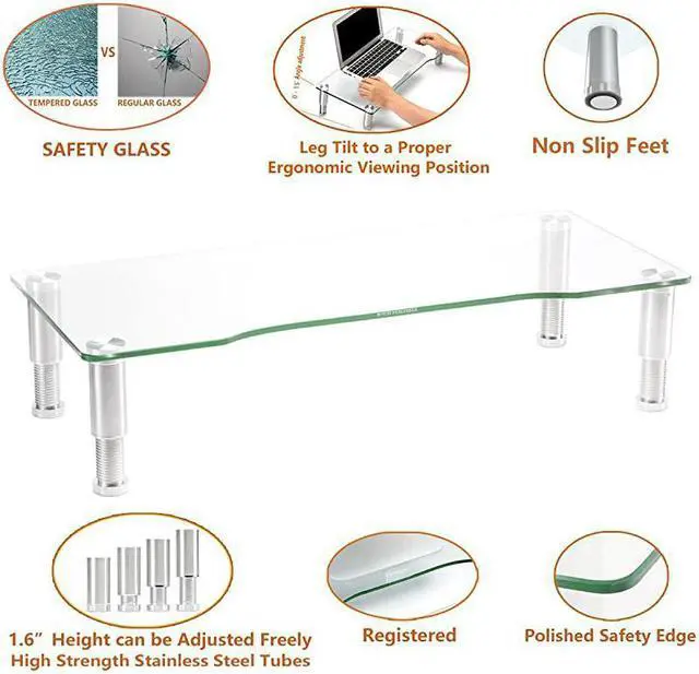 Alt view image 2 of 7 - Pack Computer Monitor Riser with Height Adjustable Multi Media Desktop Stand for Flat Screen LCD LED TV LaptopNotebookXbox OneHD01T01