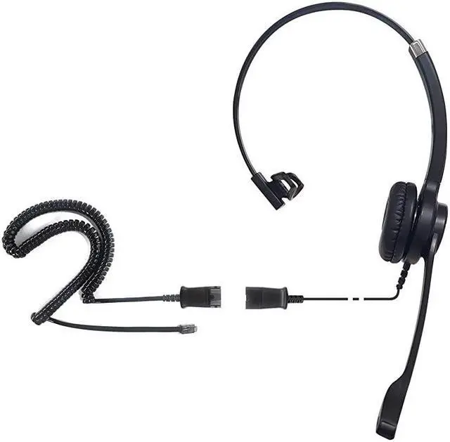 Alt view image 2 of 6 - IPH250 OptimoX Single Ear Noise Cancelling Corded Headset for Call CenterOffice and Landline Phones w U10P Bottom Cable w RJ9 Jack Works with Poycom VVXAvayaNortel Mitel and Many IP Phones