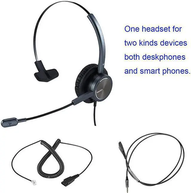 Alt view image 5 of 5 - Center Headset with RJ9 Jack 35mm Connector for Landline Deskphone Cell Phone PC Laptop Office Business Telephone Headset with Noise Canceling Microphone for Polycom Avaya Nortel Aastra