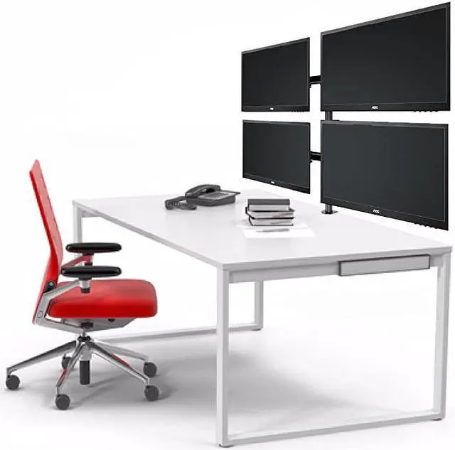 Alt view image 2 of 6 - Quad LCD Monitor Desk Mount Fully Adjustable Stand Fits 4 Screens up to 27 inch 22 lbs Weight Capacity per Arm M004 Black