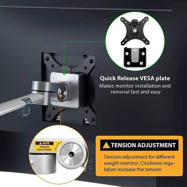 Alt view image 5 of 7 - Monitor and Laptop Mount 2in1 Adjustable Dual Arm Desk Mounts Single Desk Arm StandHolder for 17 to 32 Inch LCD Computer Screens Extra Tray Fits 12 to 17 inch Laptops Silver