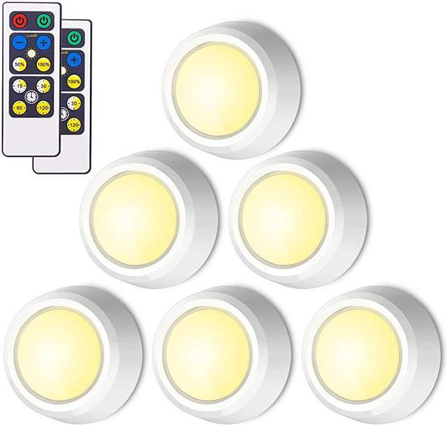 6-Pack Battery-Operated Dimmable LED Tap Light with Remote