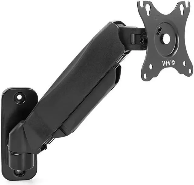 Main image of Black Height Adjustable Pneumatic Arm Single Monitor Wall Mount Full Motion Articulating | fits 17 to 27 inch Screen MOUNTV001A