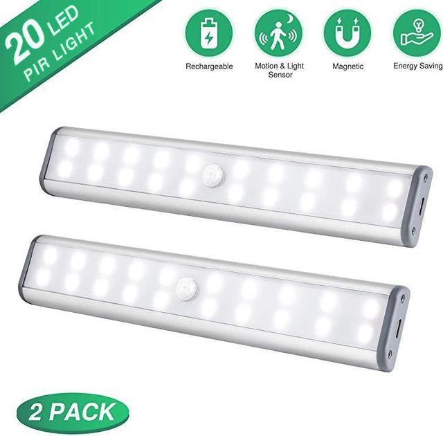 20 LED PIR Under Cabinet Light USB Rechargeable Motion Sensor Closet Lights Lamp 