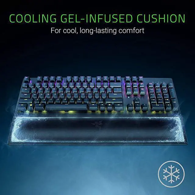 Alt view image 2 of 4 - Ergonomic Wrist Rest Pro for FullSized Keyboards Cooling Gel Infused AntiSlip Rubber Base Angled Incline Classic Black