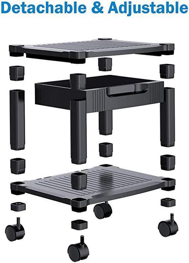 Printer Stand - Under Desk Printer Stand with Cable Management & Storage Drawers