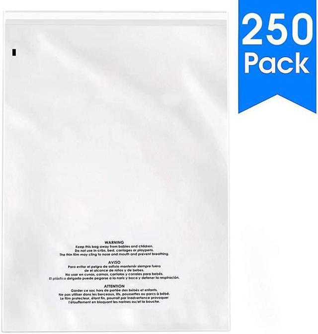 100 18 x 24 1.5 Mil Self Seal Suffocation Warning Poly Bags