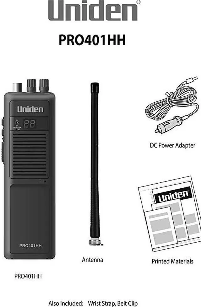 Alt view image 7 of 7 - PRO401HH Professional Series 40 Channel Handheld CB Radio 4 Watts Power with HiLow Power Switch Auto noise cancellation Belt Clip And Strap Included 275in x 433in x 866in