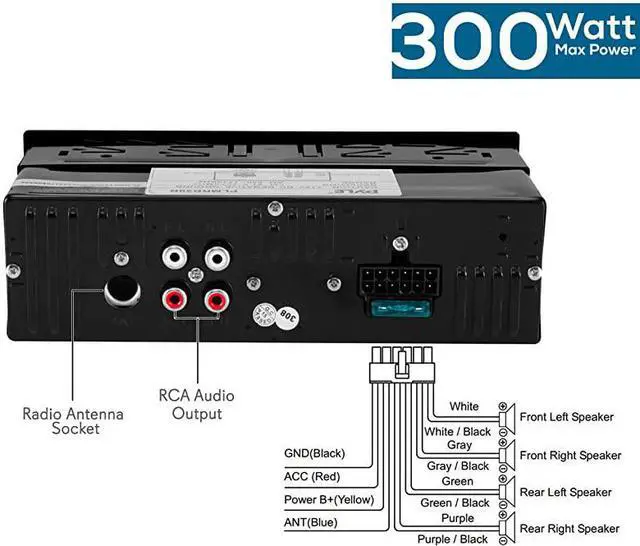 Alt view image 3 of 7 - Marine Bluetooth Stereo Radio 12v Single DIN Style Boat In dash Radio Receiver System with Builtin Mic Digital LCD RCA MP3 USB SD AM FM Radio Remote Control PLMRB29B Black