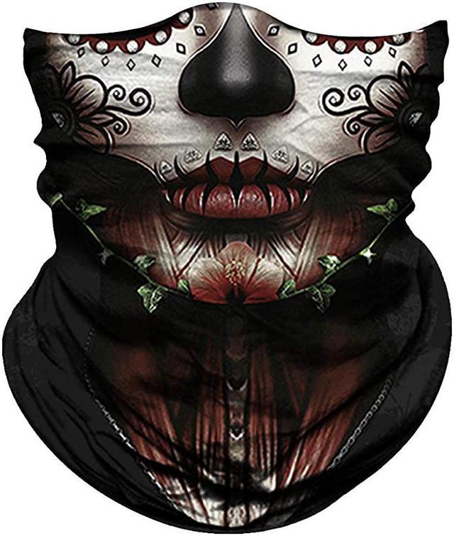 Skull Face Mask for Women Dust Wind UV Sun Protection Seamless Bandana Face  Mask for Rave Festival Motorcycle Riding Biker Fishing Outdoor Running 3D  Tube Mask Women Chin Flower Leaf Green 