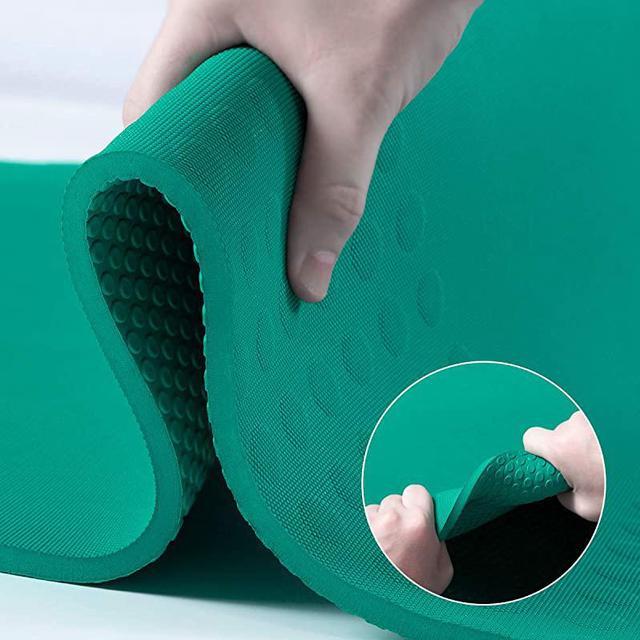 JELS Extra Thick Yoga and Exercise Mat NonSlip High Resilience TPE Pilates  Mat with Carrying Strap 72LX26WX25Inch10mmGreen 