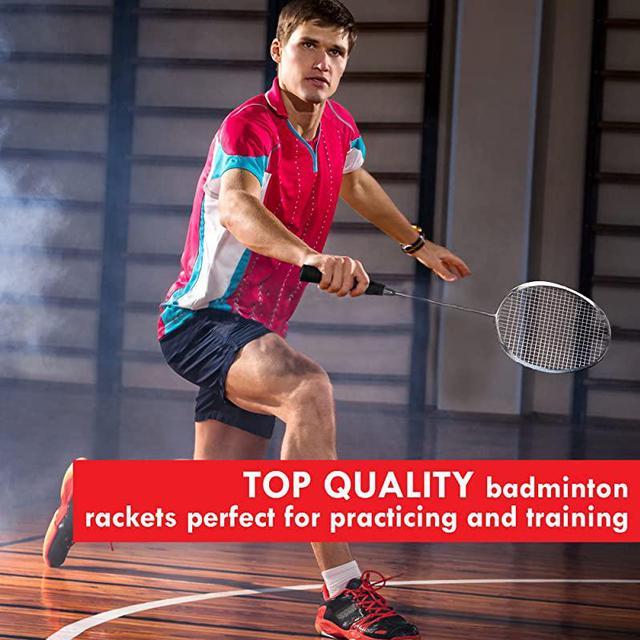 with 5 LED SHUTTLECOCKS Badminton Rackets 2 Rackets Lightweight & Sturdy 