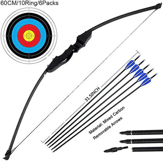 Main image of Archery Takedown Recurve Bow and Arrow Set Hunting Long Bow Kit for Outdoor Shooting Training40LB5 Arrows6 Target Faces