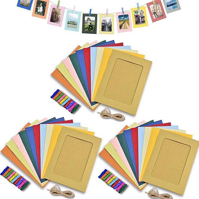 Generic Paper Photo Frame 4x6 Kraft Paper Picture Frames 30 Pcs DIY Cardboard Photo Frames with Wood Clips and Jute Twine (4x6 inch 30