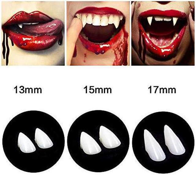 KKINYAS 3 Pairs Vampire Teeth Fangs with Adhesive, Halloween Party Fangs  Werewolf Cosplay, Vampire Dentures Props Horror Party for Kids/Adults Favors