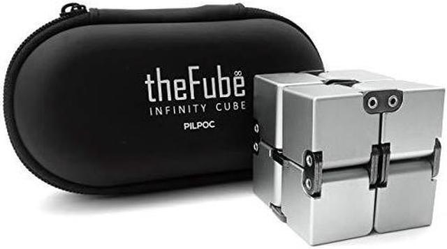 PILPOC theFube Infinity Cube Fidget Desk Toy - Aluminum Infinite Magic Cube  , Sturdy, Heavy, Relieve Stress and Anxiety, for ADD, ADHD, OCD (Silver)