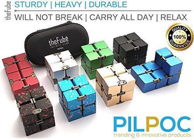 PILPOC theFube Infinity Cube Fidget Desk Toy - Aluminum Infinite Magic Cube  , Sturdy, Heavy, Relieve Stress and Anxiety, for ADD, ADHD, OCD (Silver)
