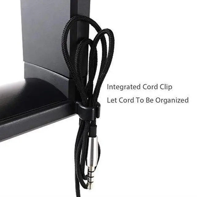 Alt view image 3 of 7 - Gaming Headset Headphone Hook Holder Hanger Mount Headphones Stand with Adjustable Rotating Arm Clamp Under Desk Design Universal Fit Built in Cable Clip Organizer EURPMASK