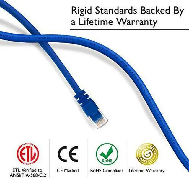 Alt view image 3 of 7 - 24Pack Cat5e Ethernet Patch Cable 6 Feet Snagless RJ45 Computer LAN Network Cord Blue Compatible with 24 48 Port Switch POE Rackmount 24port Gigabit